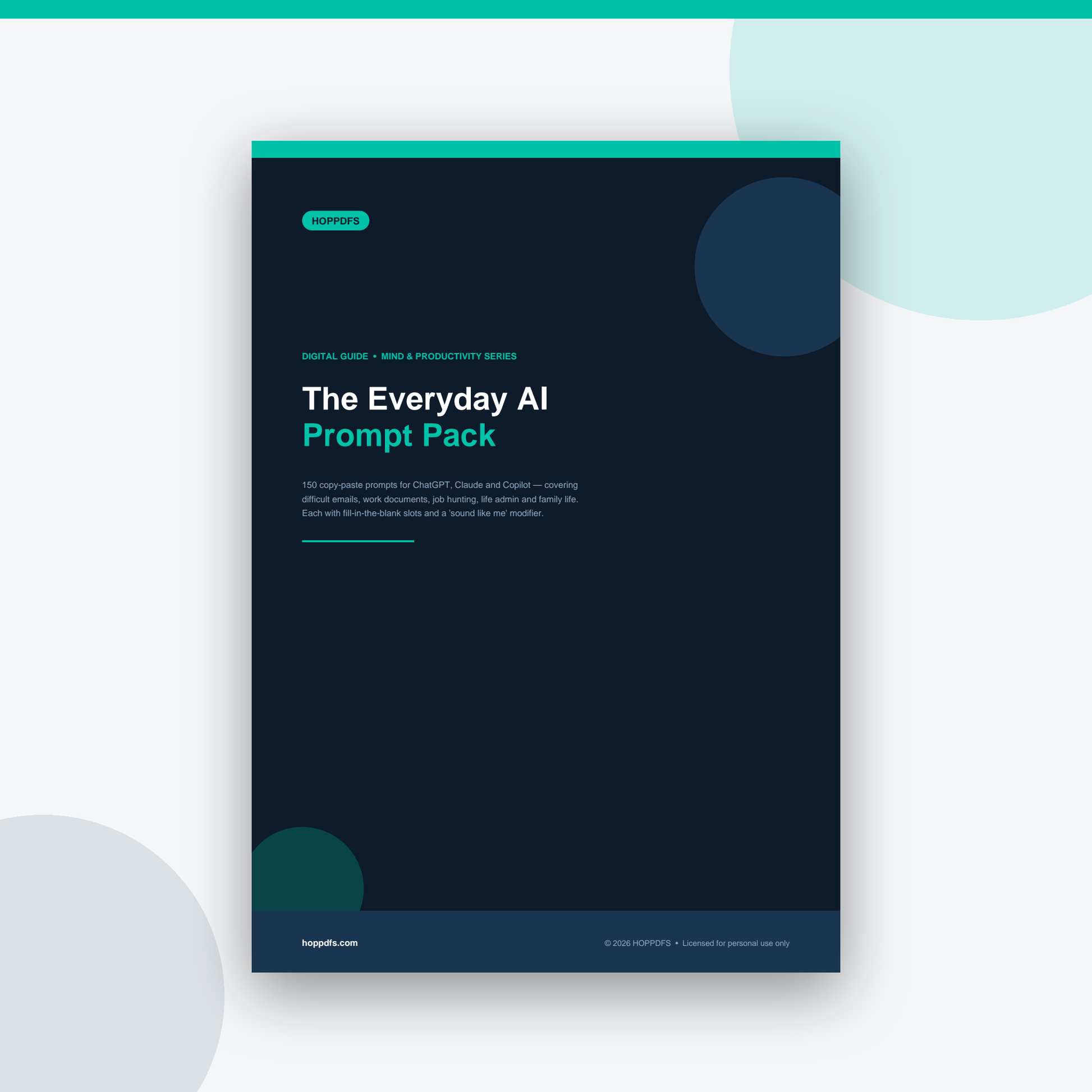 The Everyday AI Prompt Pack printable PDF guide, cover