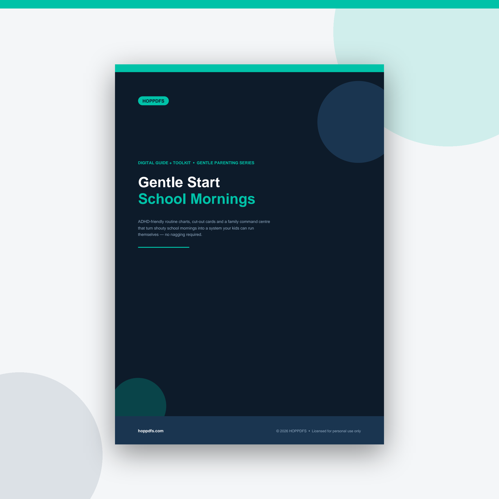Gentle Start — School Mornings printable PDF guide, cover