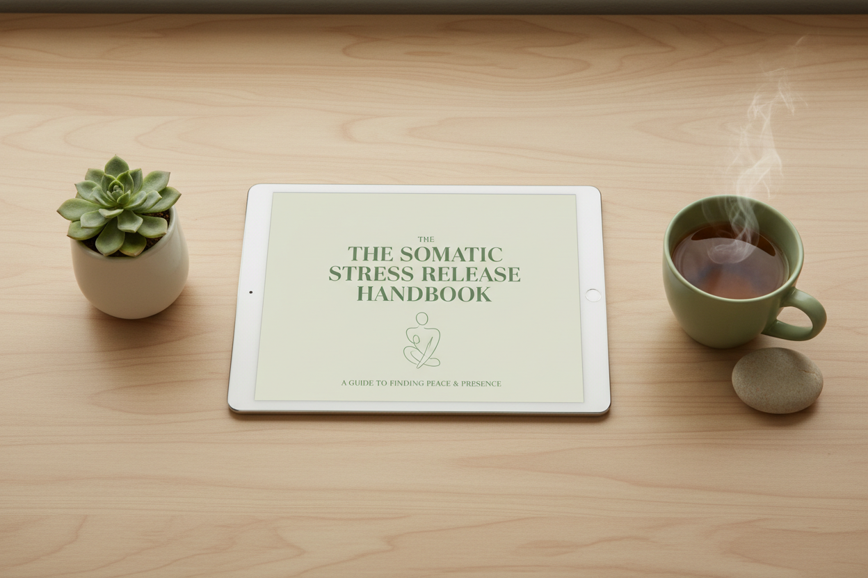 The Somatic Stress Release Handbook lifestyle flat lay