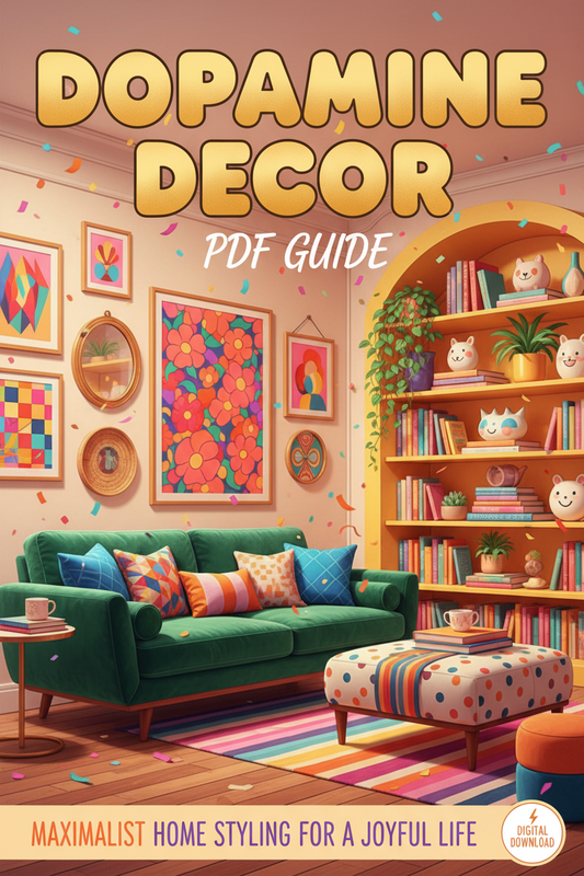 Dopamine Decor PDF guide cover with bold colours and playful home design