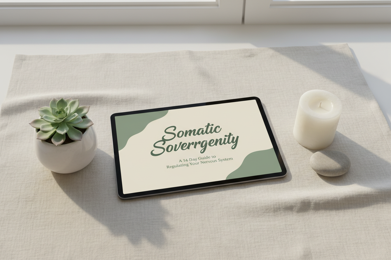 Somatic Sovereignty wellness guide lifestyle flat lay