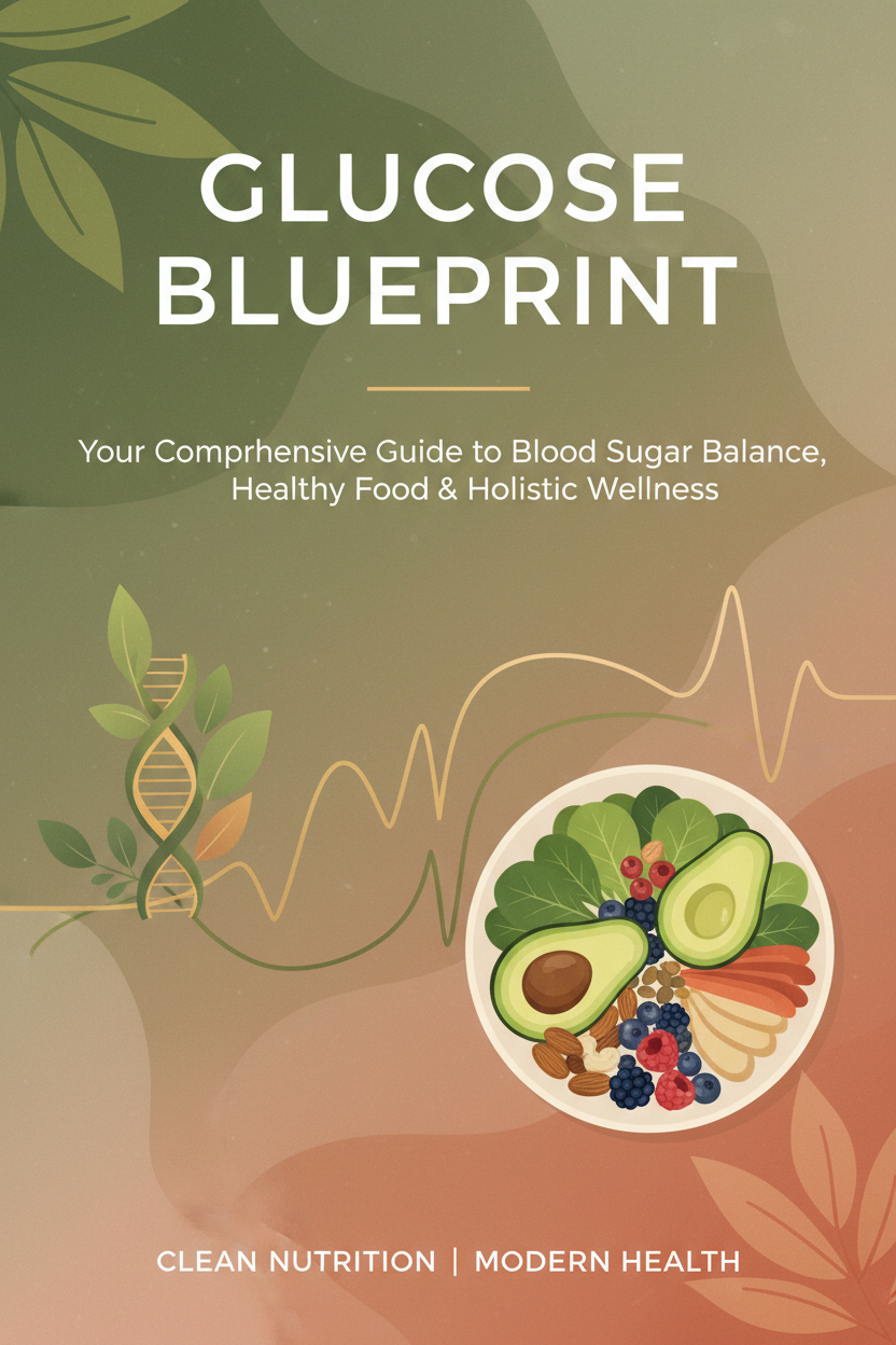 Glucose Blueprint PDF guide cover with healthy food and wellness imagery